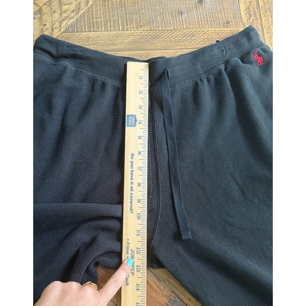 Polo Ralph Lauren Black Waffle Knit Lounge Pants Men’s Large Thermal Pajama - Picture 8 of 10
